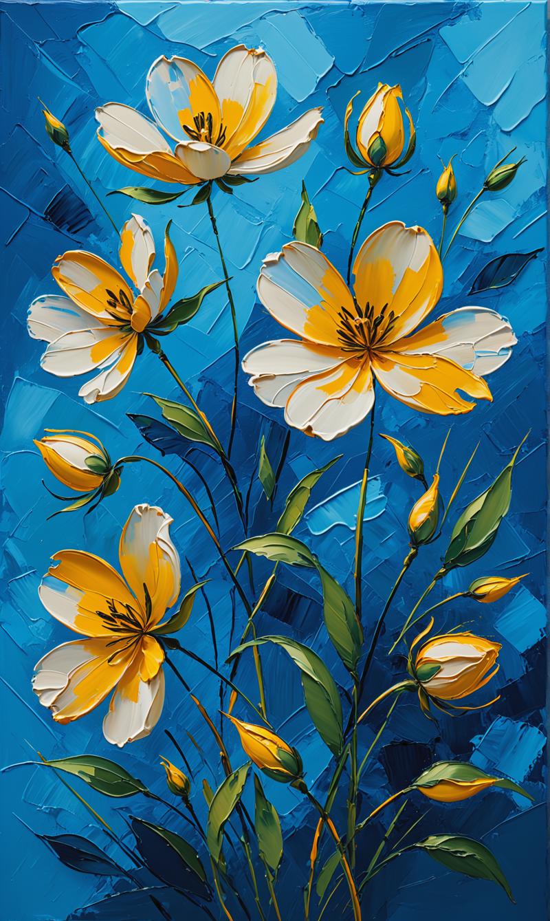 04933-1186081161-flowers, blue background, oil painting, rough stroke, line graphic, geomatric, generate an image with the rich texture and thick.png